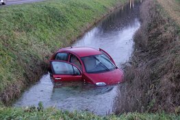 Auto te water na botsing in Hoogkarspel