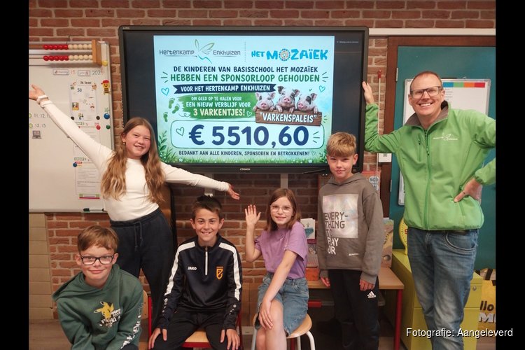Leerlingen Het Mozaïek halen €5.510 op voor varkenshok Hertenkamp Enkhuizen